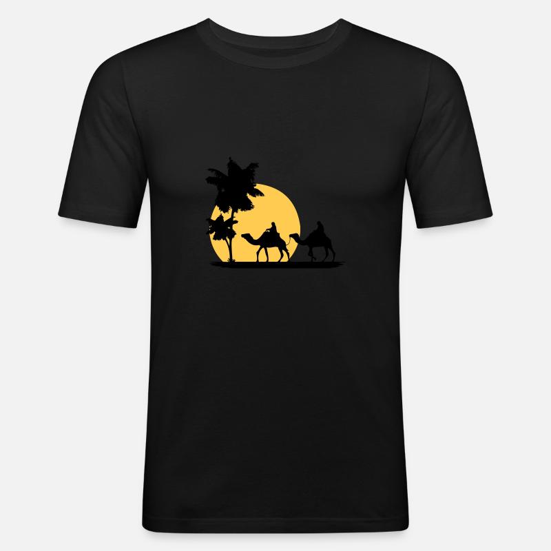 Camel - Kamel - Dromedar - Karawane - Männer Slim Fit T-Shirt - Schwarz