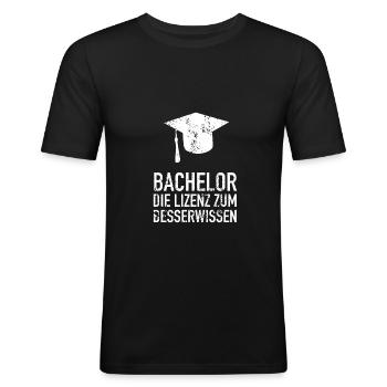 Bachelor Master Lizenz zum Besserwissen - Männer Slim Fit T-Shirt - Schwarz - Vorne - Nik (191cm)