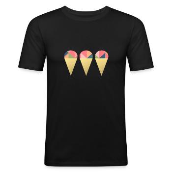 gaufres de glace - T-shirt près du corps Homme - noir - Devant - Nik (191cm)