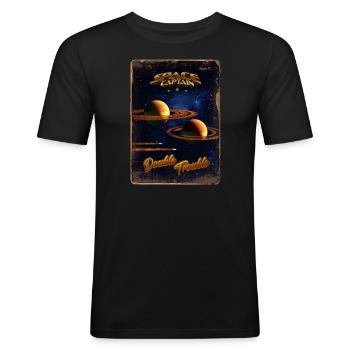 Couverture de magazine de style rétro SpaceCaptain Numéro 7 - T-shirt près du corps Homme - noir - Devant - Nik (191cm)