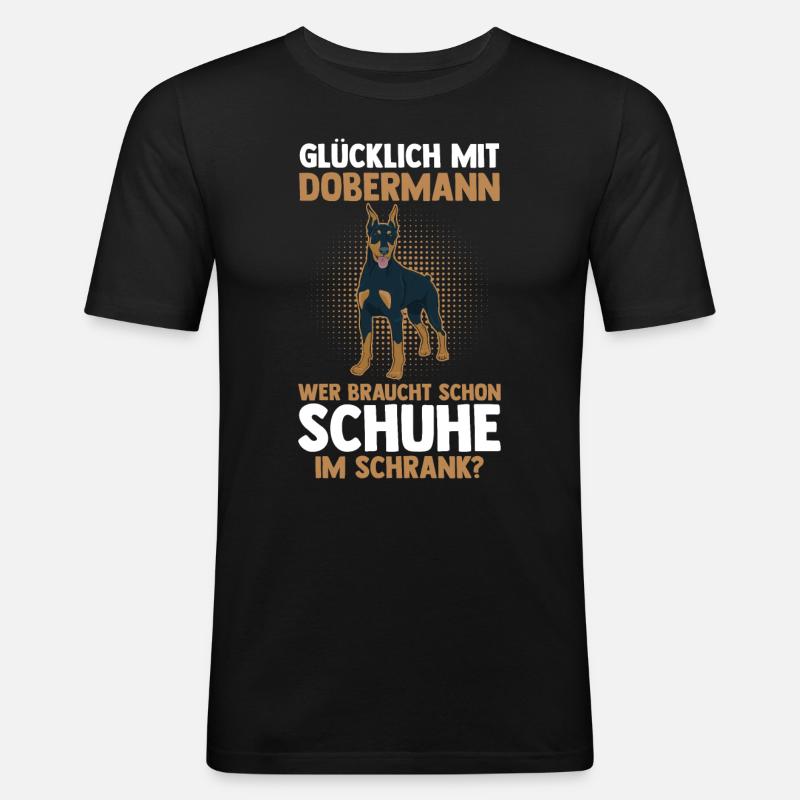 Hund Dobermann - Männer Slim Fit T-Shirt - Schwarz