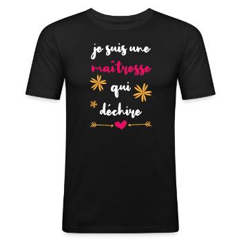 Je suis une maîtresse qui déchire retraite cadeau - T-shirt près du corps Homme - noir - Devant - Nik (191cm)