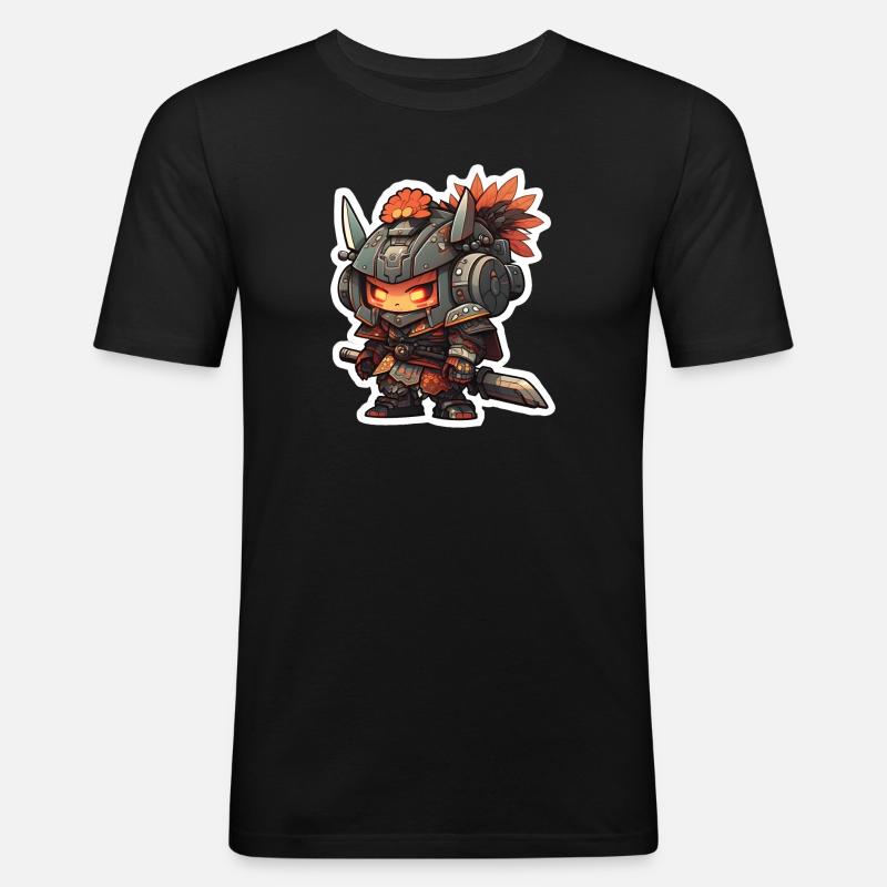 Chibi Samurai Robot - Men's Slim Fit T-Shirt - black