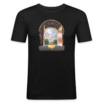 Tor zu Leiden - Männer Slim Fit T-Shirt - Schwarz - Vorne - Nik (191cm)