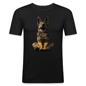 Deutscher Schäferhund - Männer Slim Fit T-Shirt - Schwarz - Vorne - Nik (191cm)