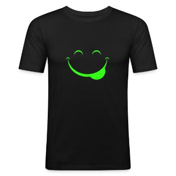 Drôle de visage - T-shirt près du corps Homme - noir - Devant - Nik (191cm)