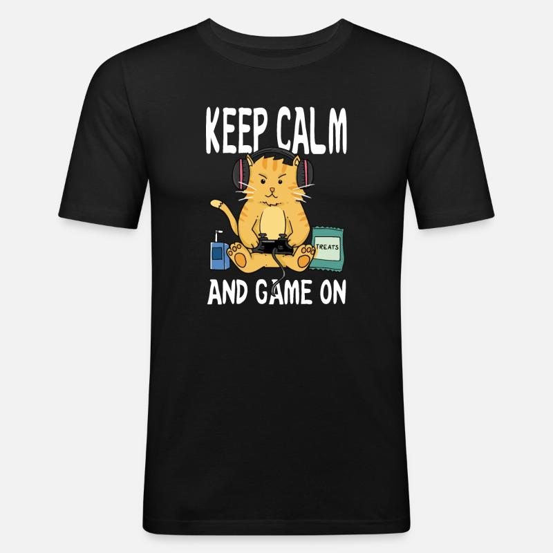 keep calm and game on - Men's Slim Fit T-Shirt - black