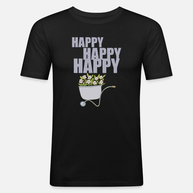 SCHUBKARREN HAPPY - Männer Slim Fit T-Shirt - Schwarz
