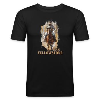 Cowboy Reiten Pferd - RIB Team Yellowstone Y - Männer Slim Fit T-Shirt - Schwarz - Vorne - Nik (191cm)
