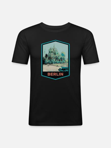 Illustration Dome of Berlin Cathedral - Men's Slim Fit T-Shirt - black