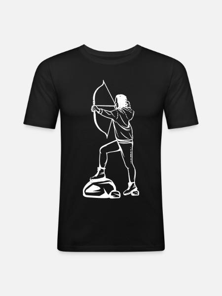 Archery Girl Drawing - Men's Slim Fit T-Shirt - black