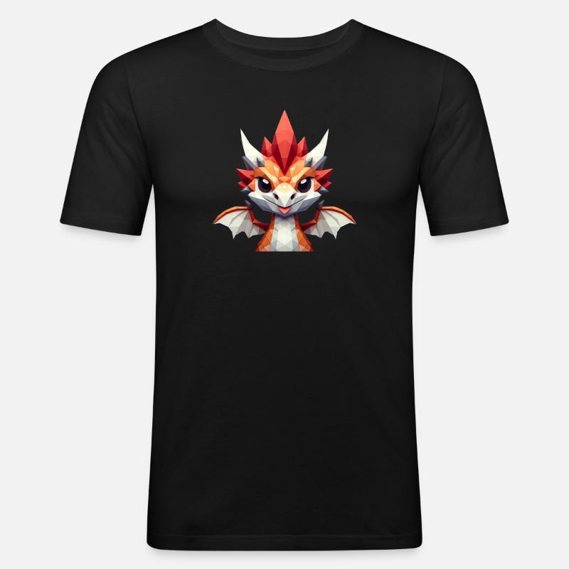 Ein kleiner Drache im Polygon-Stil - Männer Slim Fit T-Shirt - Schwarz