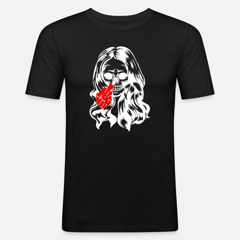 Coole Gothic Lady Skull - Männer Slim Fit T-Shirt - Schwarz