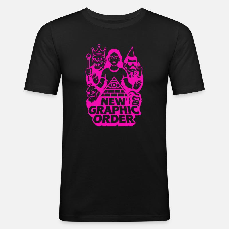 Nouvelle commande graphique Pulp Art rose - T-shirt près du corps Homme - noir