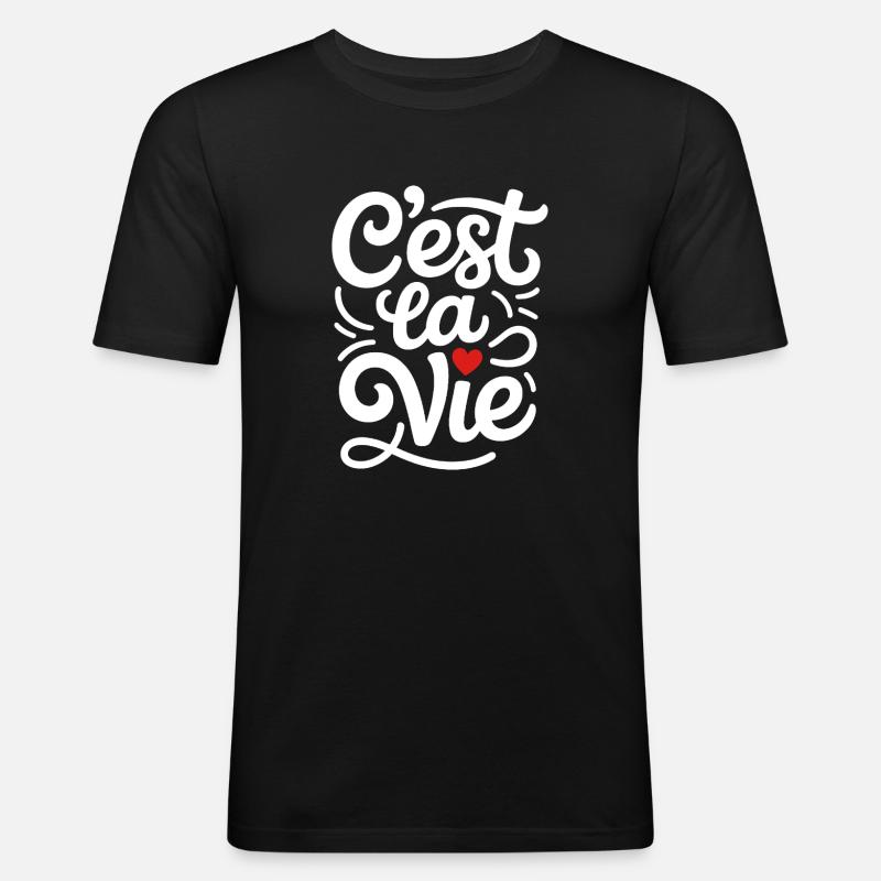 C'est La Vie Frankreich Spruch - Männer Slim Fit T-Shirt - Schwarz