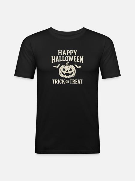 Halloween Pumpkin Trick or Treat - Men's Slim Fit T-Shirt - black