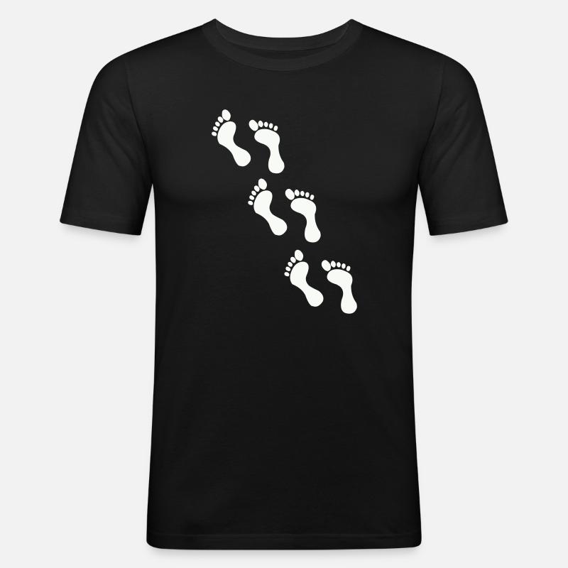 Small footprints on black - Men's Slim Fit T-Shirt - black