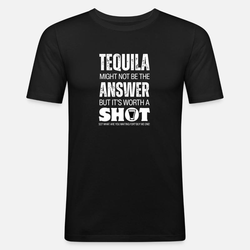 Tequila Shot einen Versuch wert - Männer Slim Fit T-Shirt - Schwarz