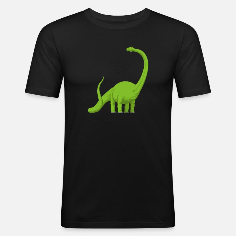 Dinosaurier: Comic Diplodocus - Männer Slim Fit T-Shirt - Schwarz