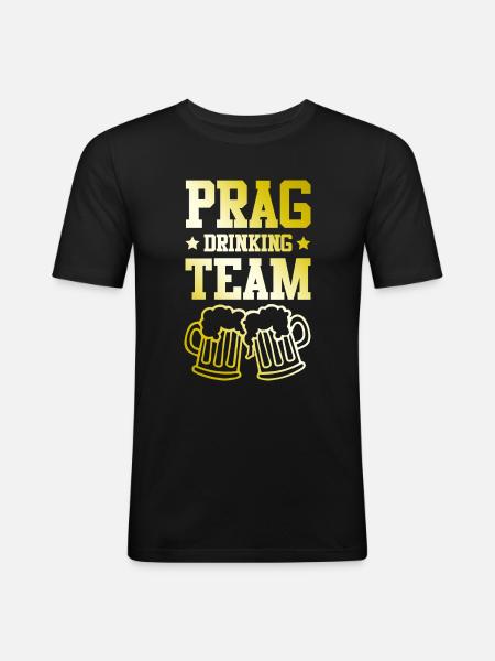 Prag Drinking Team - Männer Slim Fit T-Shirt - Schwarz