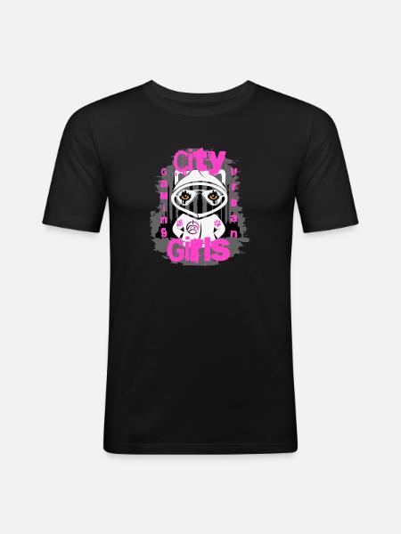 City Gameing Girl - Men's Slim Fit T-Shirt - black