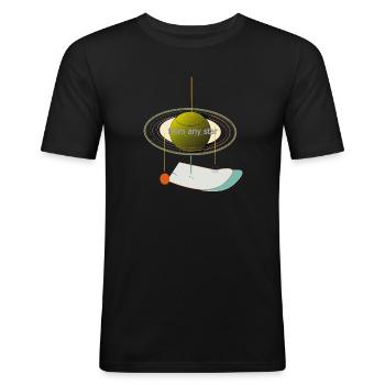 SATOUR FROM ANY STAR - Men's Slim Fit T-Shirt - black - Front - Nik (191cm)