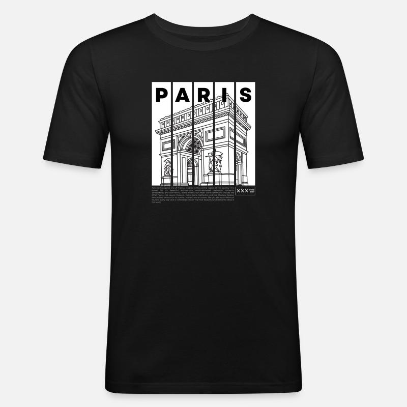 Log arc triomphe paris - Men's Slim Fit T-Shirt - black