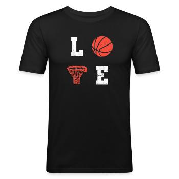 Basketball Basketballspieler Vintage Spruch Basket - Männer Slim Fit T-Shirt - Schwarz - Vorne - Nik (191cm)