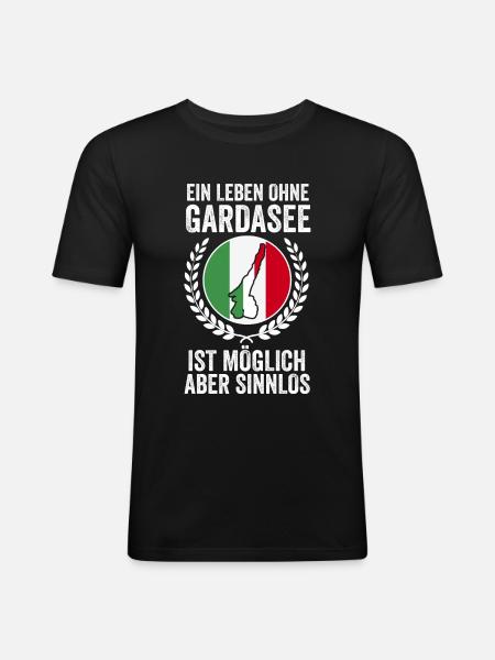 Gardasee Reise Geschenk - Männer Slim Fit T-Shirt - Schwarz