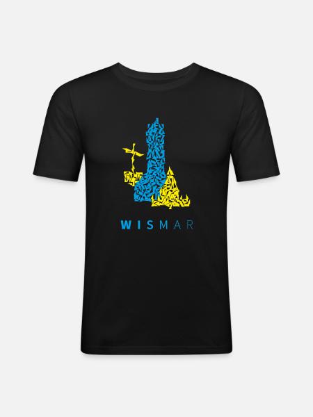 Wismar triangle Illustration blue yellow - Men's Slim Fit T-Shirt - black