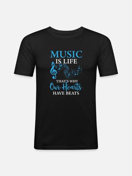 Music Is Life - Men's Slim Fit T-Shirt - black