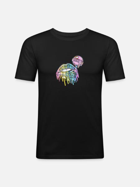 Lollipop Suck it Lips Design - Men's Slim Fit T-Shirt - black