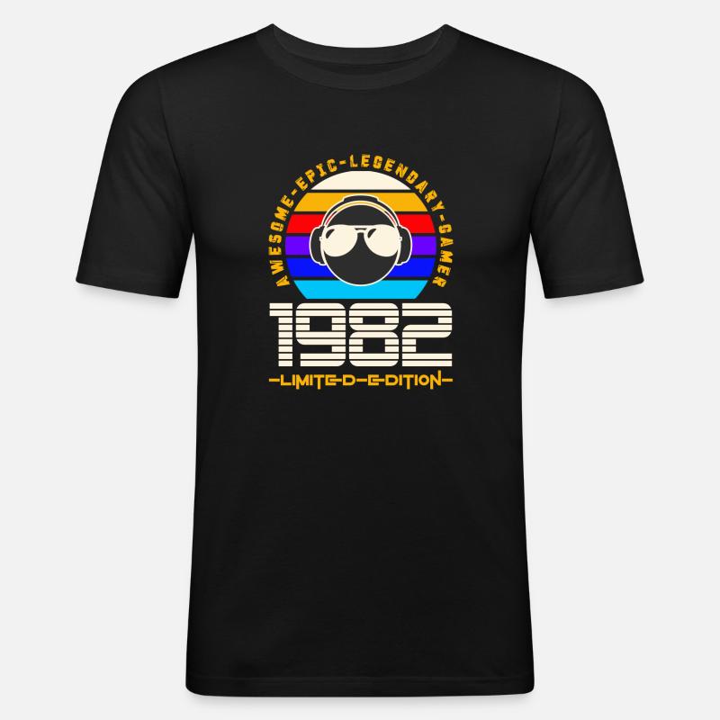 1982 - Männer Slim Fit T-Shirt - Schwarz