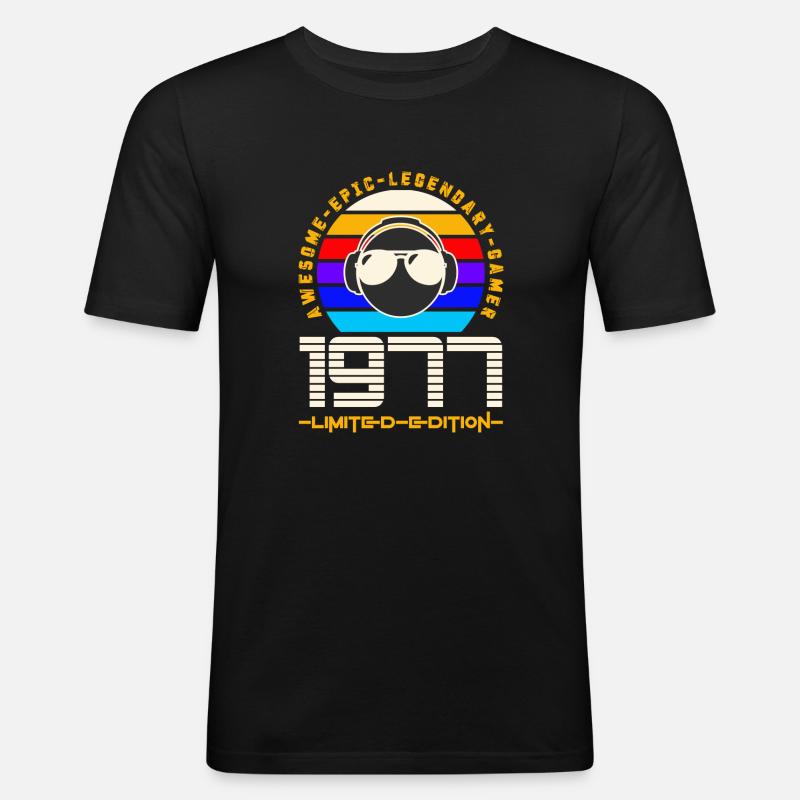 1977 - Männer Slim Fit T-Shirt - Schwarz