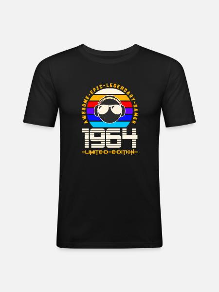 1964 - Männer Slim Fit T-Shirt - Schwarz
