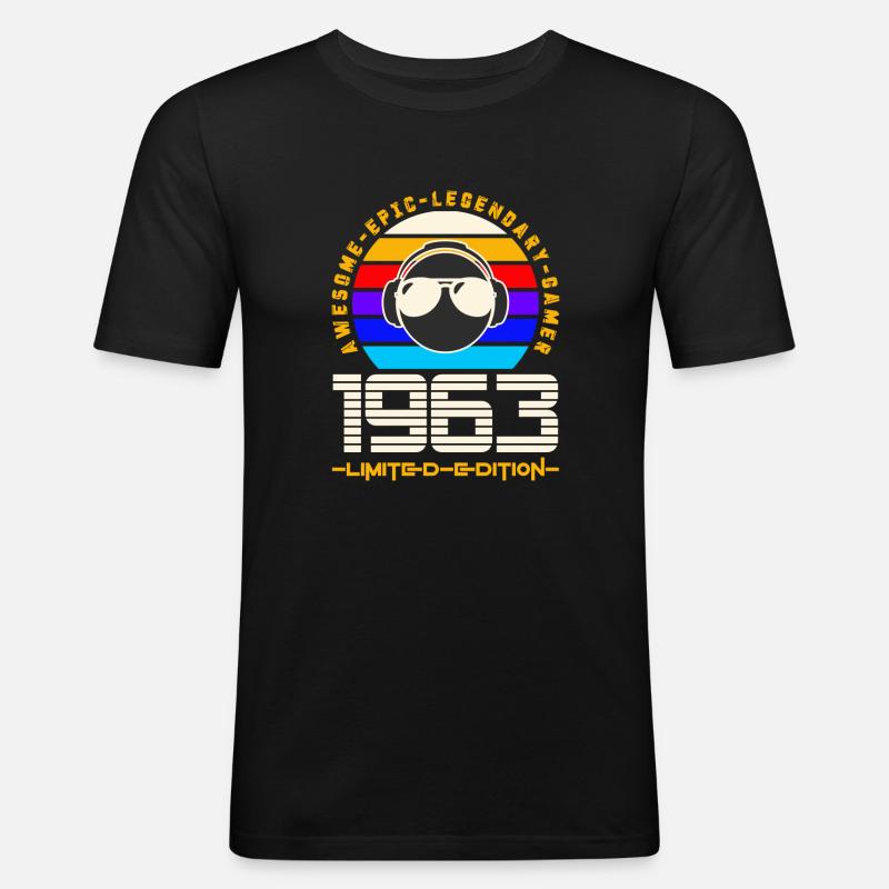 1963 - Männer Slim Fit T-Shirt - Schwarz