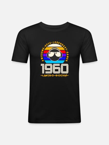 1960 - Männer Slim Fit T-Shirt - Schwarz