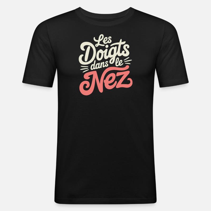 Les doigts dans le nez - T-shirt près du corps Homme - noir