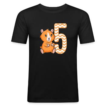 5th Birthday Guinea Pig Girl 5 years old - Men's Slim Fit T-Shirt - black - Front - Nik (191cm)