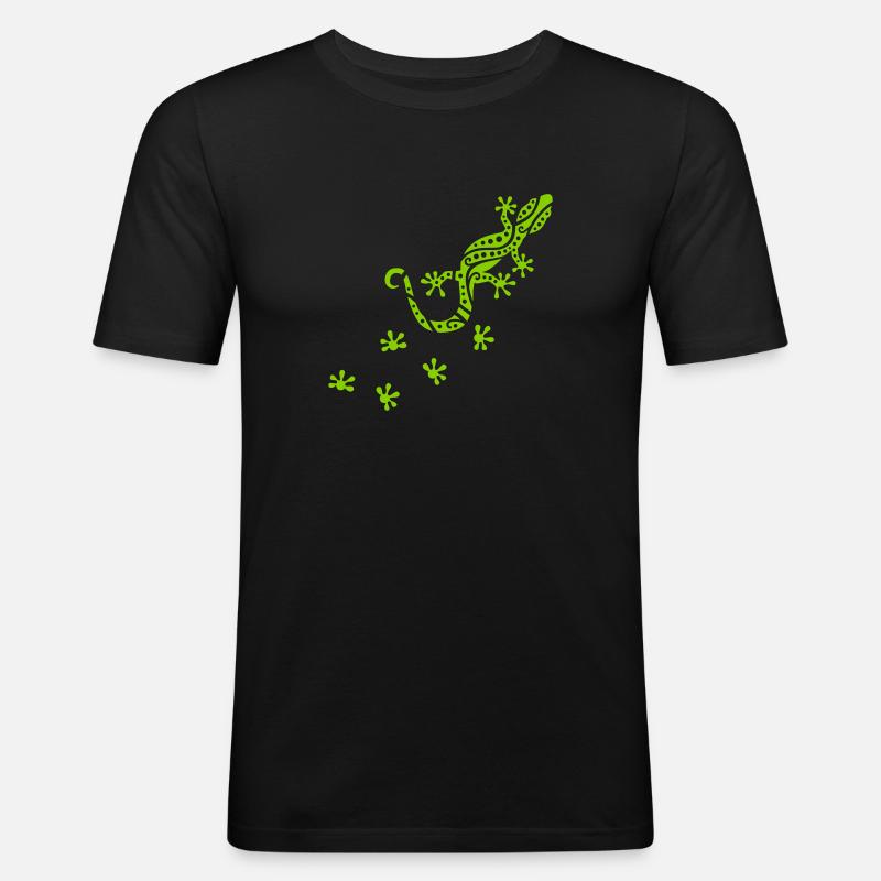 Gecko - Männer Slim Fit T-Shirt - Schwarz