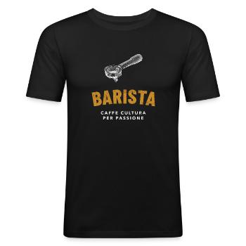 Espresso Barista - Männer Slim Fit T-Shirt - Schwarz - Vorne - Nik (191cm)