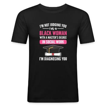 Master Studium Abschlussfeier - Männer Slim Fit T-Shirt - Schwarz - Vorne - Nik (191cm)
