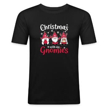 Weihnachten mit meinen Zwergen Lustige Weihnachten - Männer Slim Fit T-Shirt - Schwarz - Vorne - Nik (191cm)