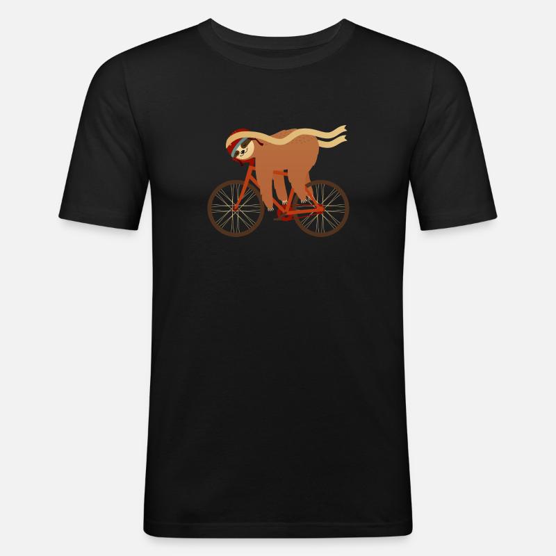 Sloth Sleeping On Bicycle - Männer Slim Fit T-Shirt - Schwarz