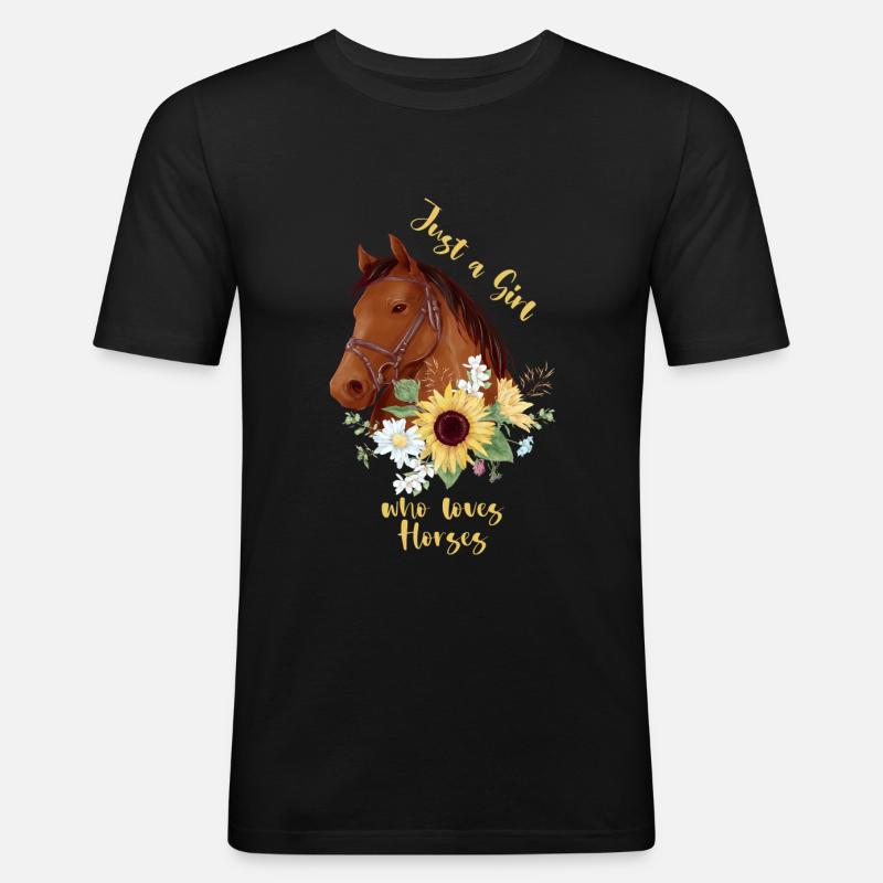 Pferd - Männer Slim Fit T-Shirt - Schwarz