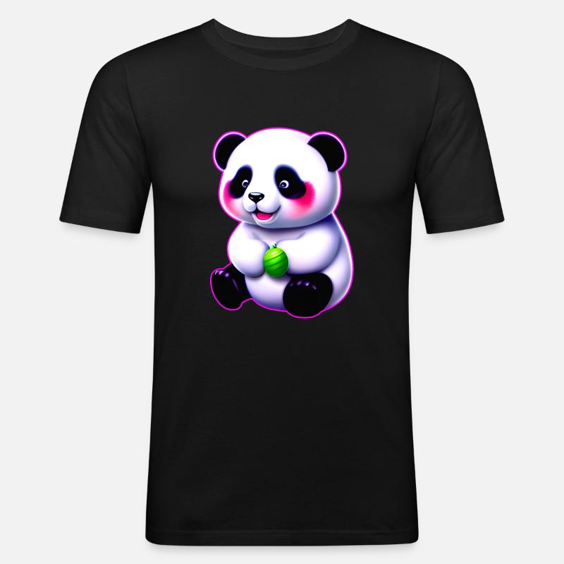 Süßes Baby Panda Bärchen - Männer Slim Fit T-Shirt - Schwarz