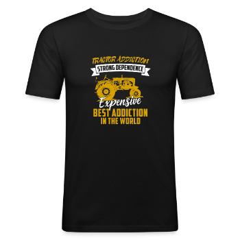 Traktor Shirt · Landwirtschaft · geilste Sucht - Männer Slim Fit T-Shirt - Schwarz - Vorne - Nik (191cm)