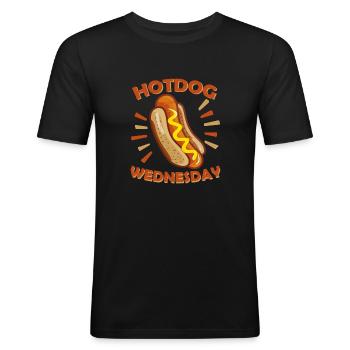Restauration rapide - Hotdog MERCREDI - T-shirt près du corps Homme - noir - Devant - Nik (191cm)