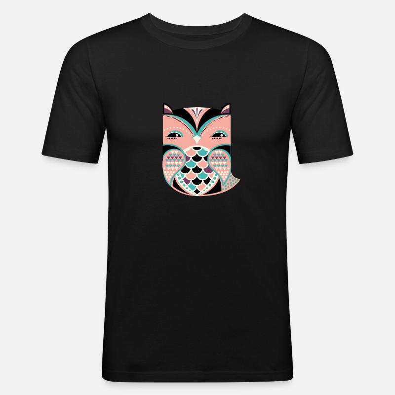 Süße Eule - Männer Slim Fit T-Shirt - Schwarz