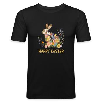 Frohe Ostern - Männer Slim Fit T-Shirt - Schwarz - Vorne - Nik (191cm)